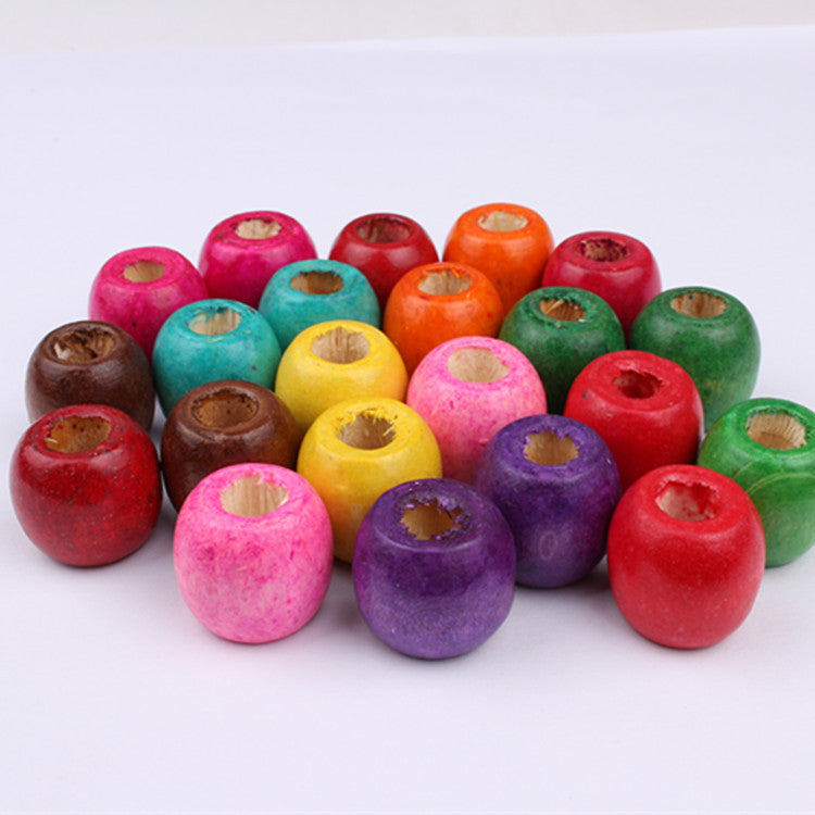 Vintage printed wooden beads