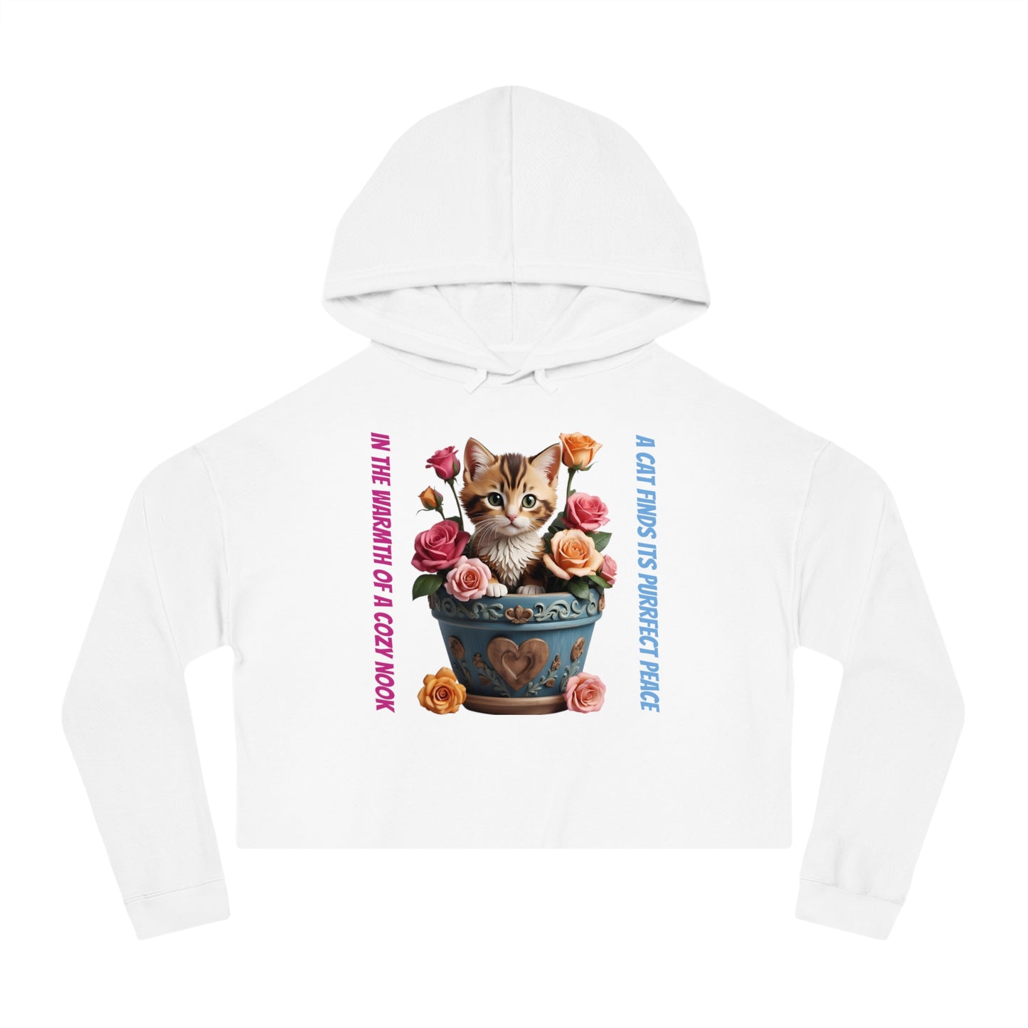 CWS Gatta Cute Cat Women’s Cropped Hooded Sweatshirt by Cozy Winter Store