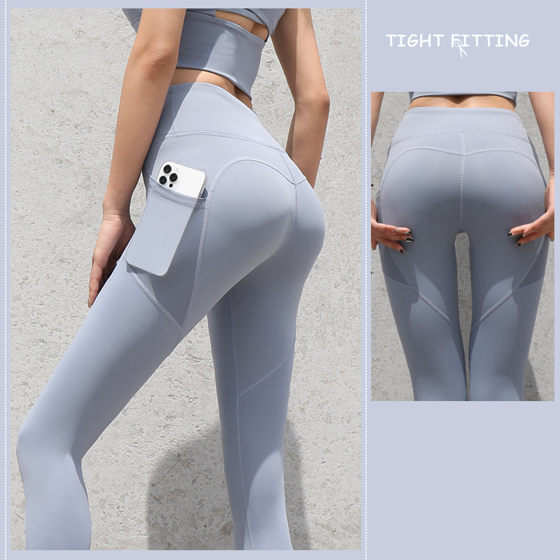 Nahtlose Leggings fürs Fitnessstudio, mit Taschen, Push-Up-Hose mit hoher Taille, Damen, Fitness, Running, Yogahosen, Nahtlose Leggings fürs Fitnessstudio, Sport