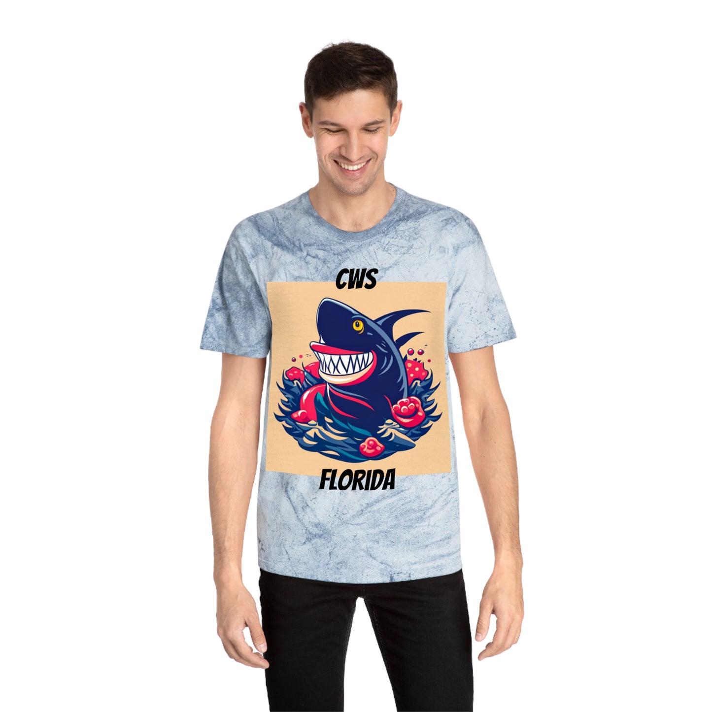 CWS Florida Shark Unisex Color Blast T-Shirt By Cozy Winter Store (ships within USA only)