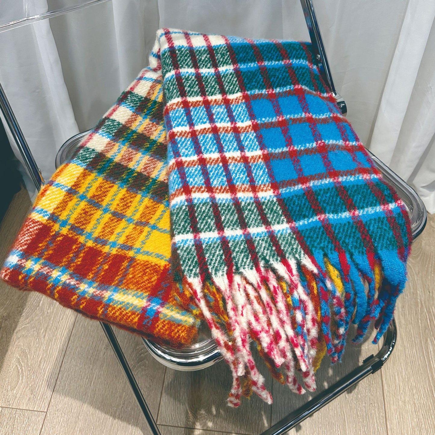 Mohair Regenbogen Schal Winter Neue Plaid Warm Schal Äußere Match