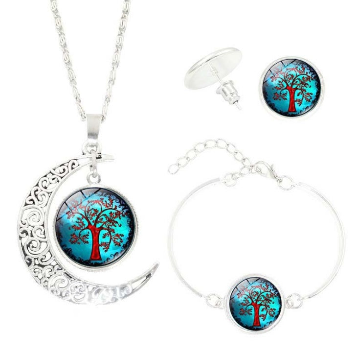 Tree of Life Time Gemstone Stud Earrings