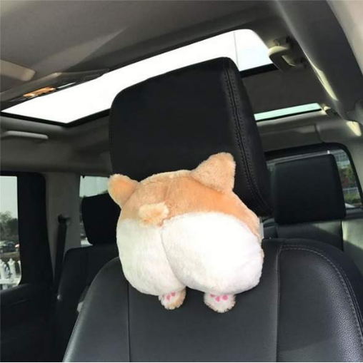 New Universal Car Neck Pillow Headrest Seat Cute Soft Corgi Butt Shape Pillows