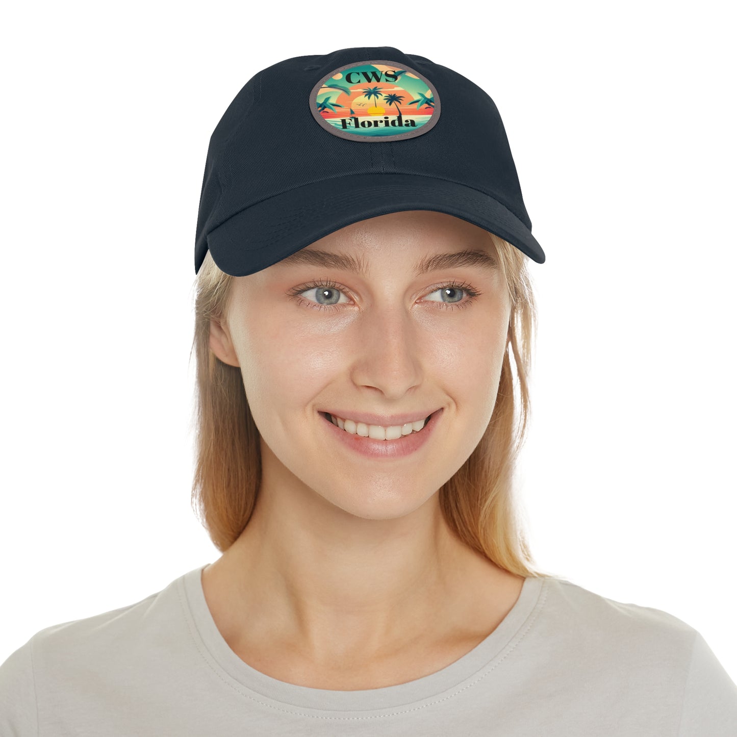 CWS Florida Palm Beach Dad Hat with Leather Patch (Round) By Cozy Winter Store (ships within USA only)