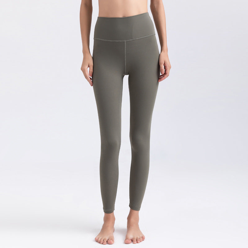 Double-sided brocade high-waisted hip nude yoga pants