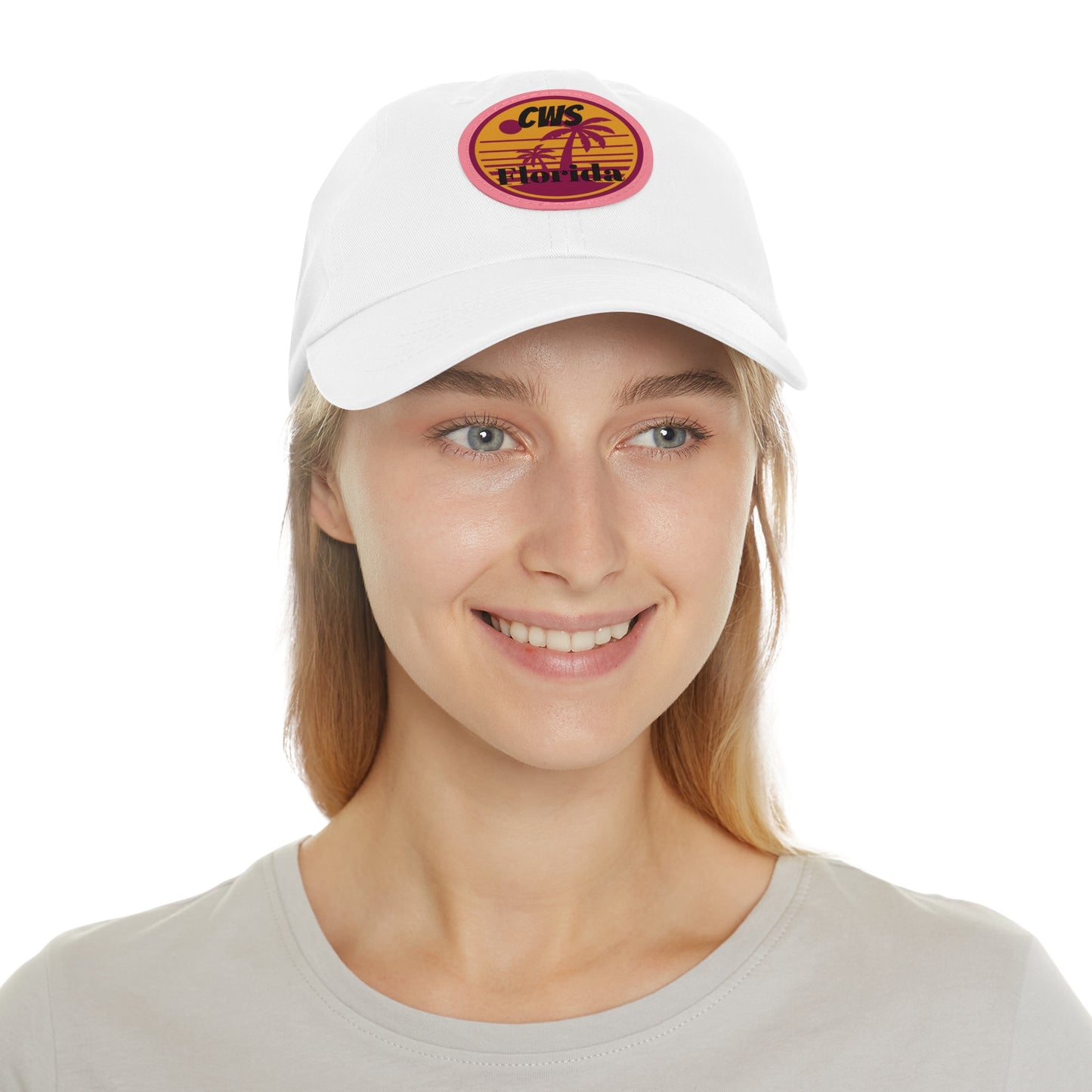 CWS Florida Palm Trees Dad Hat with Leather Patch (Round) By Cozy Winter Store (ships within USA only)