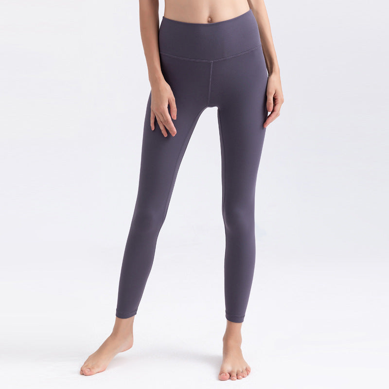 Double-sided brocade high-waisted hip nude yoga pants