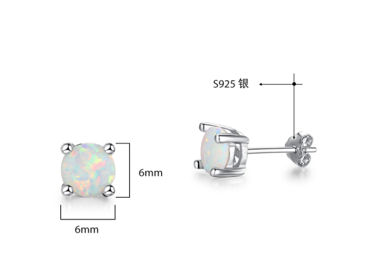 Fashionable And Simple 6mm Sterling Silver S925 Earrings