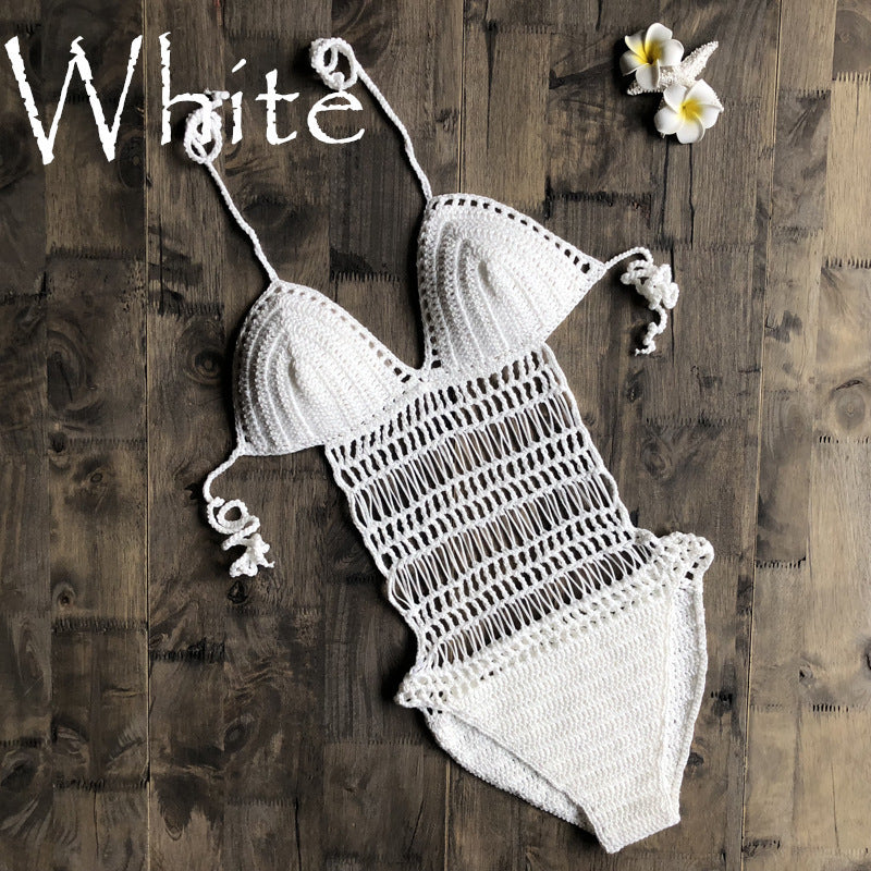 Hand-woven one-piece swimsuit