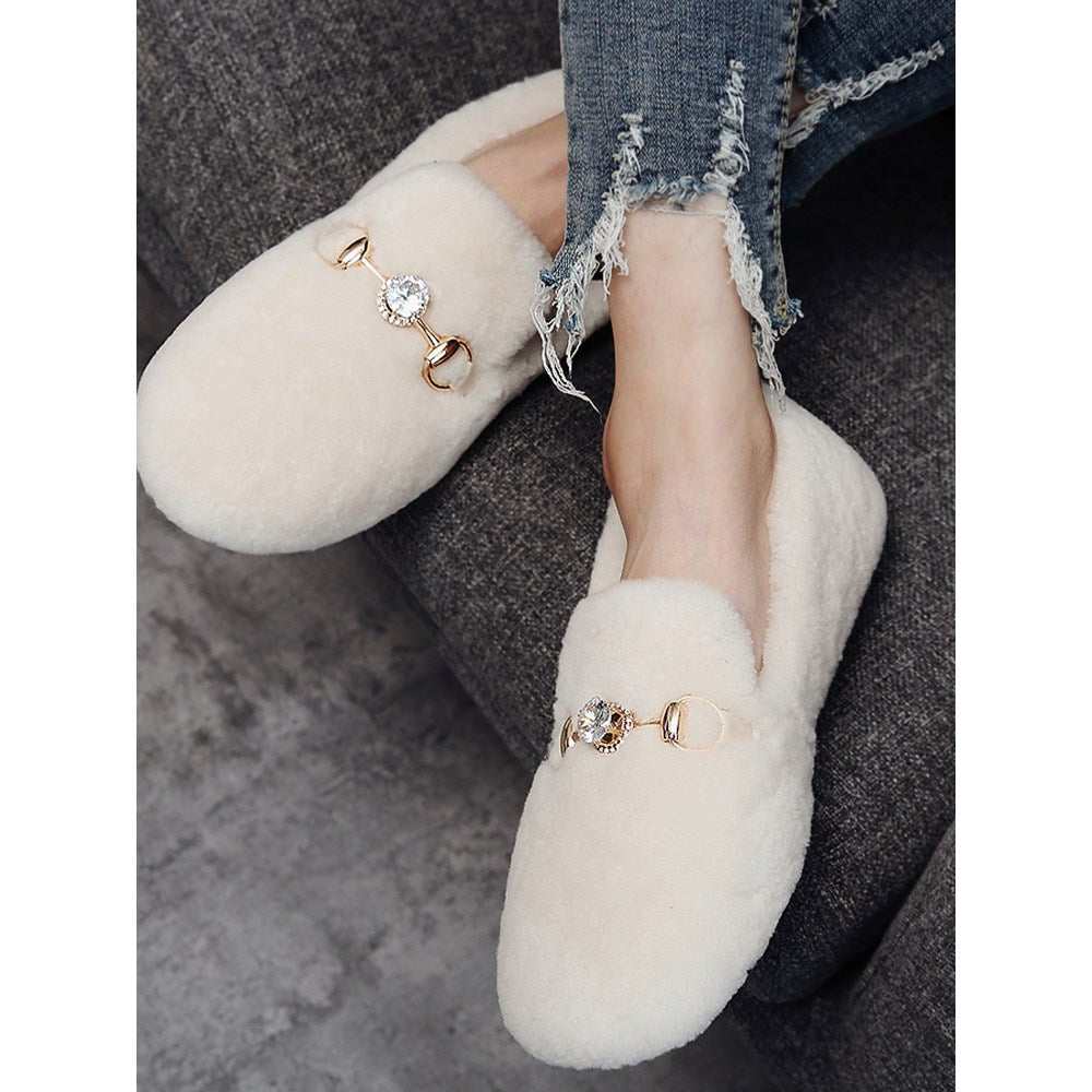 Plush pearl hair shoes