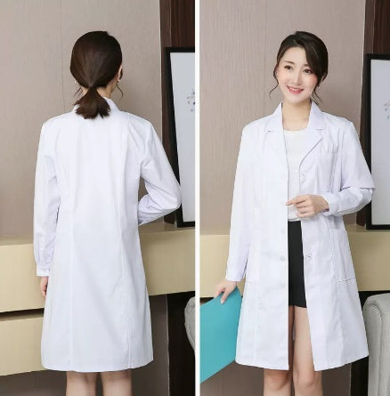 White Coat Long Sleeve Female Male Beauty Doctor Nurse Work Clothes