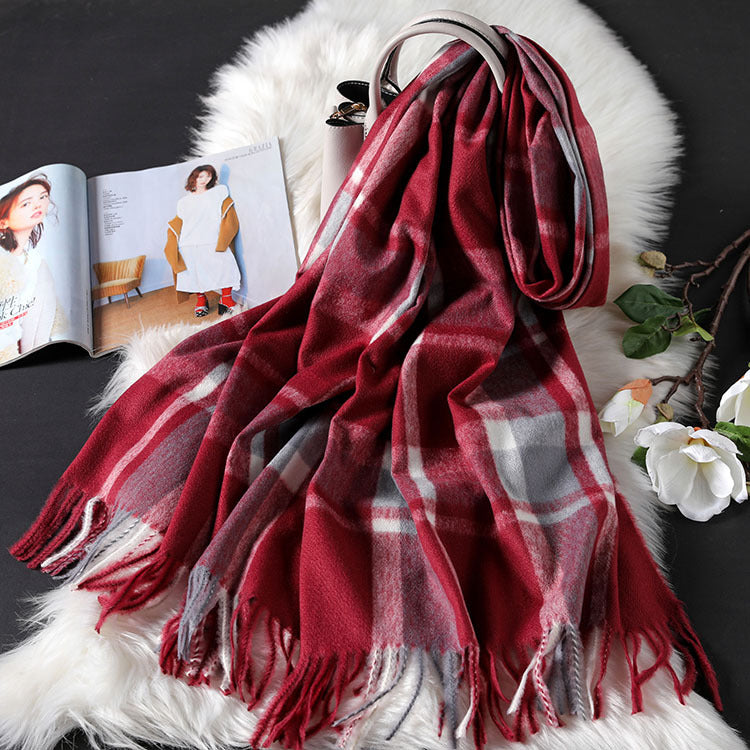 Long tassel double-sided cashmere shawl