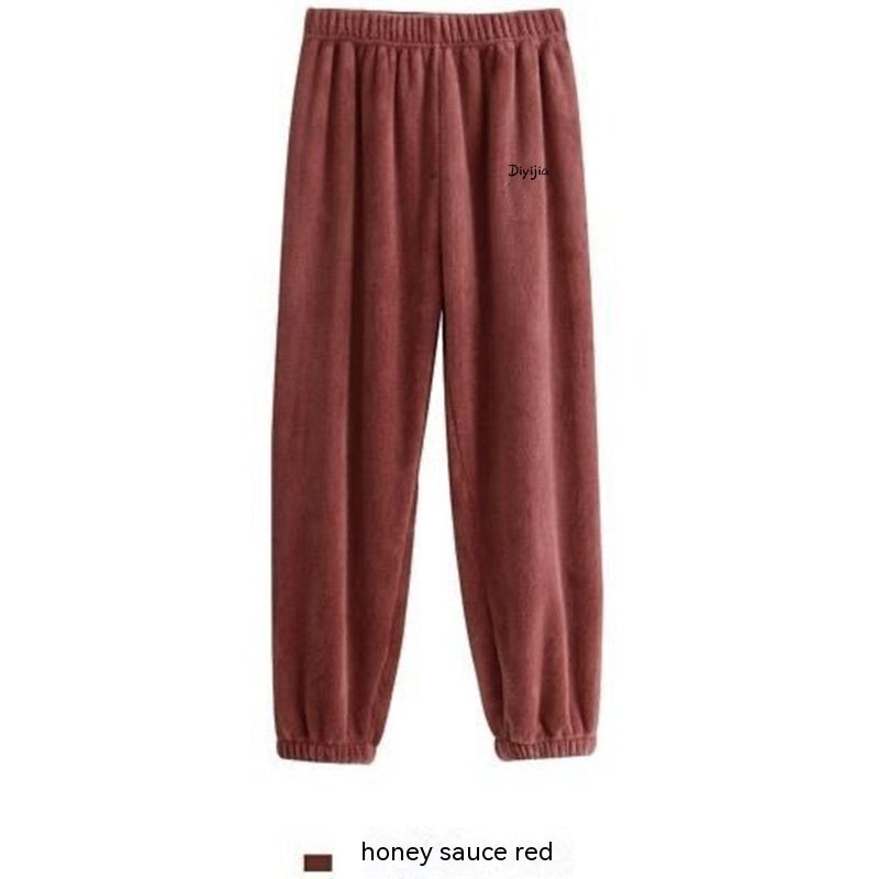 WarmLounge: Thermal coral fleece baggy pajama pants for cozy leisure.