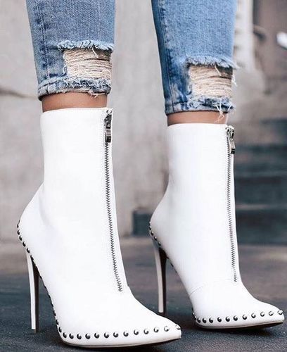 Studded zipper boots