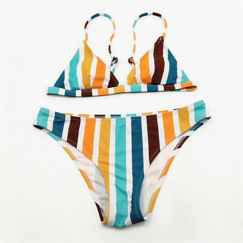 Striped split swimsuit