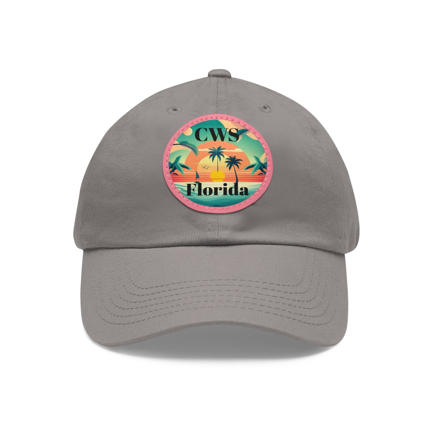 CWS Florida Palm Beach Dad Hat with Leather Patch (Round) By Cozy Winter Store (ships within USA only)