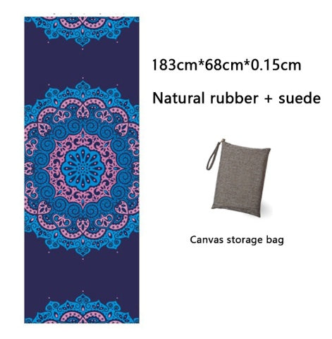 Natural Rubber Suede Yoga Mat Printed Folding