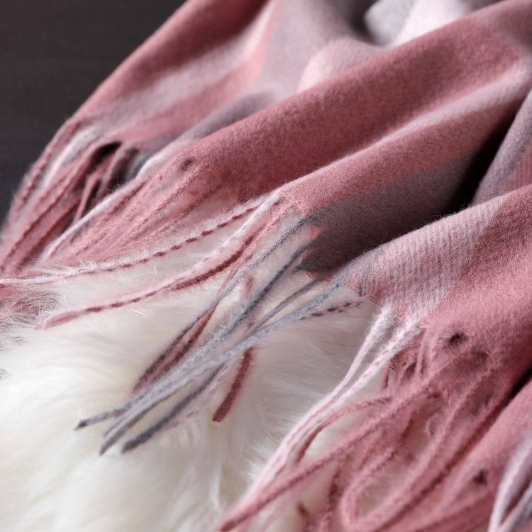 Long tassel double-sided cashmere shawl