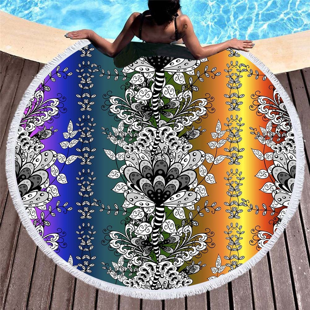 Circular macharo beach towel microfiber digital printing beach towel