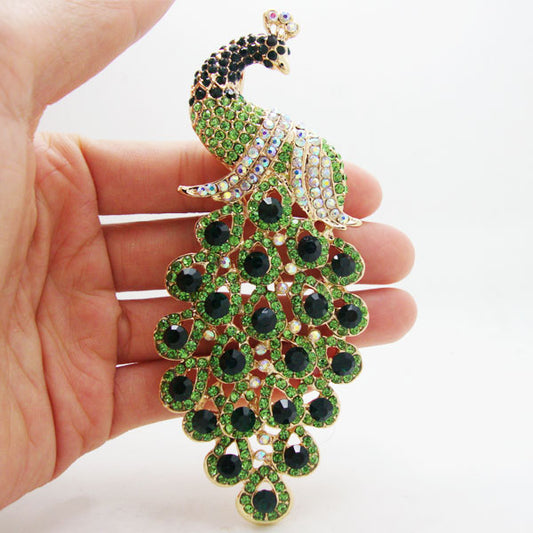 Peacock brooch corsage shawl pin