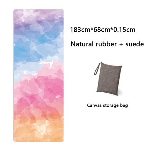 Natural Rubber Suede Yoga Mat Printed Folding