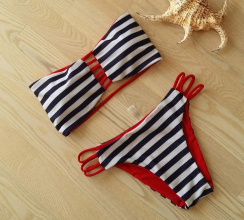 European and American bikini split swimsuit print swimsuit women