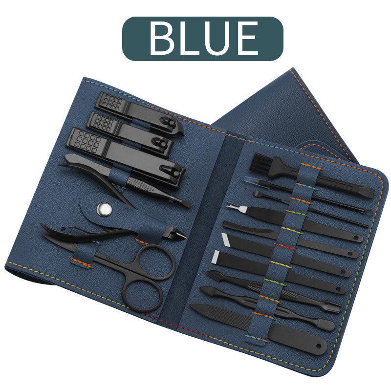 16-teiliges Nagelknipser-Set, Cutter, Trimmer, Ohrstöpsel, Pflegeset, Maniküre-Set, Pediküre, Zehennagelkunst-Werkzeugset, Kits mit Tasche