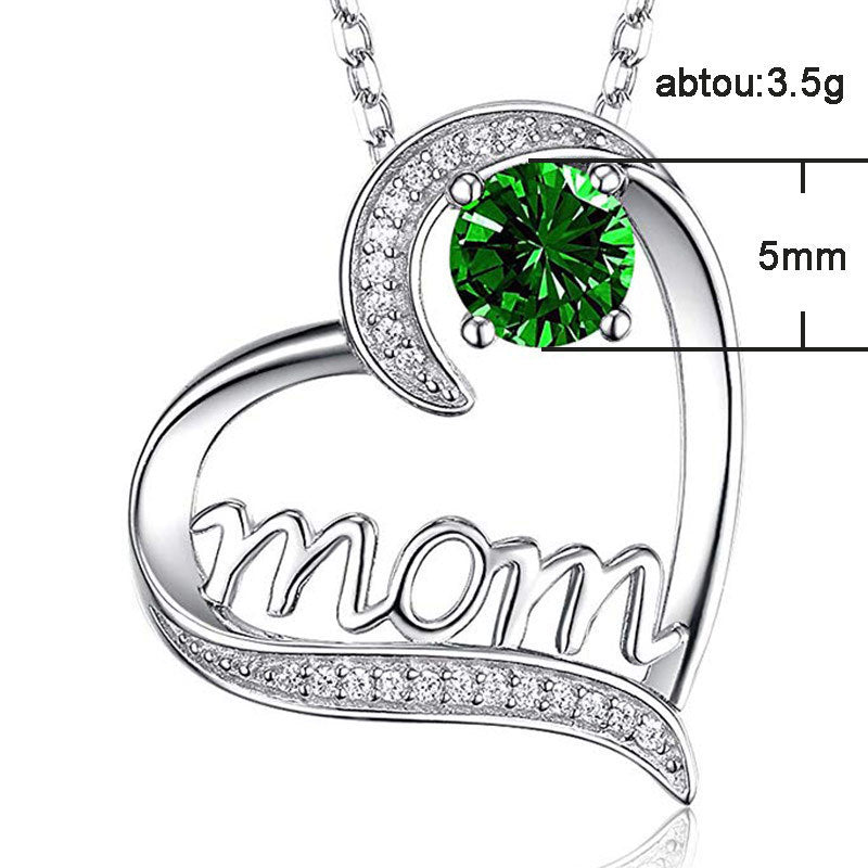 MOM Heart Claw Necklace with Zircon