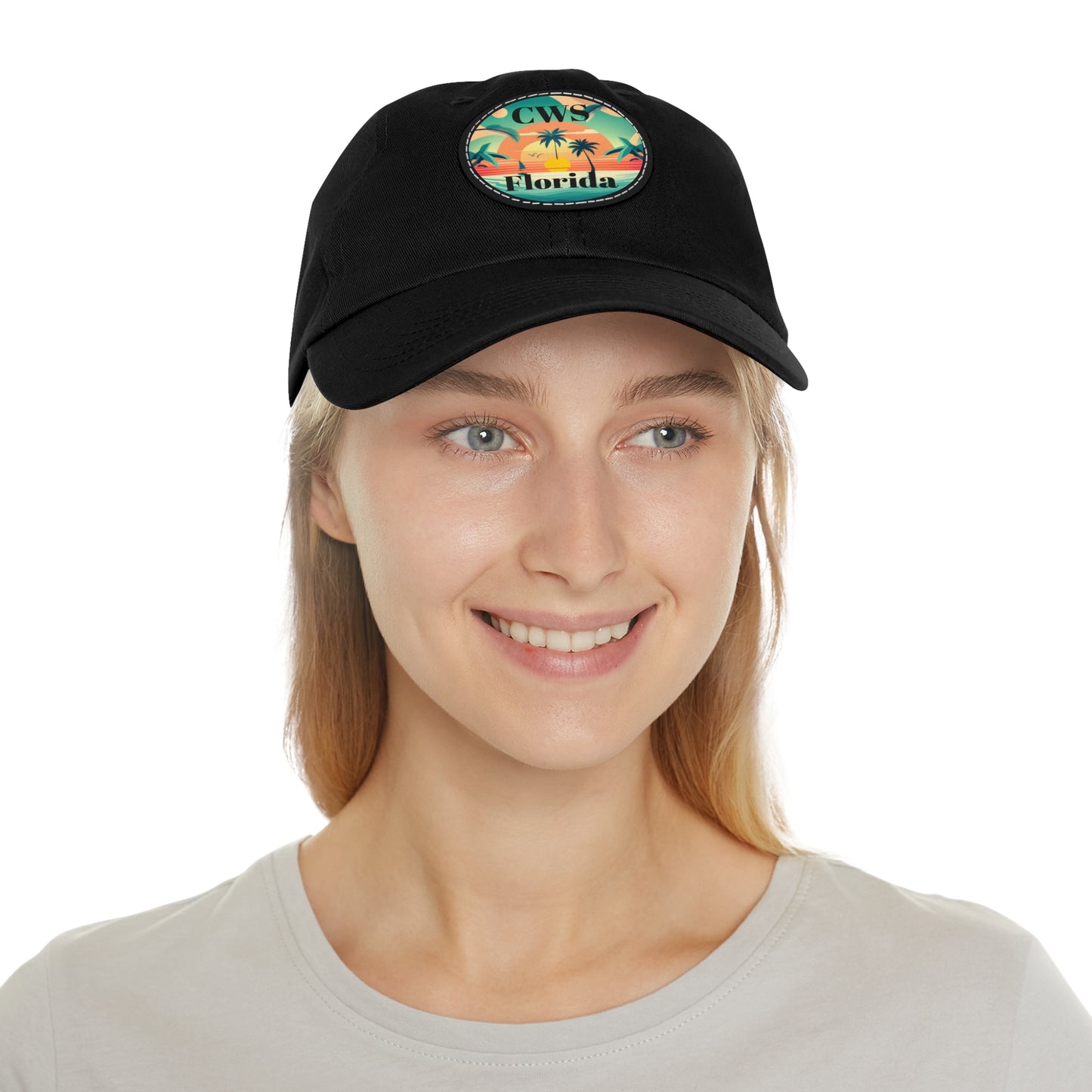 CWS Florida Palm Beach Dad Hat with Leather Patch (Round) By Cozy Winter Store (ships within USA only)