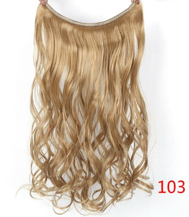 24" Invisible Wire No Clips In Hair Extensions Secret Fish Line Hairpieces Synthetic Straight Wavy Hair Extensions