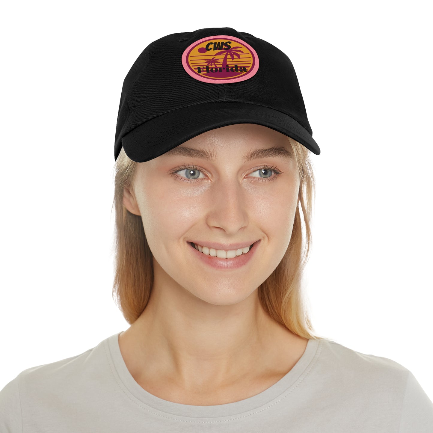 CWS Florida Palm Trees Dad Hat with Leather Patch (Round) By Cozy Winter Store (ships within USA only)