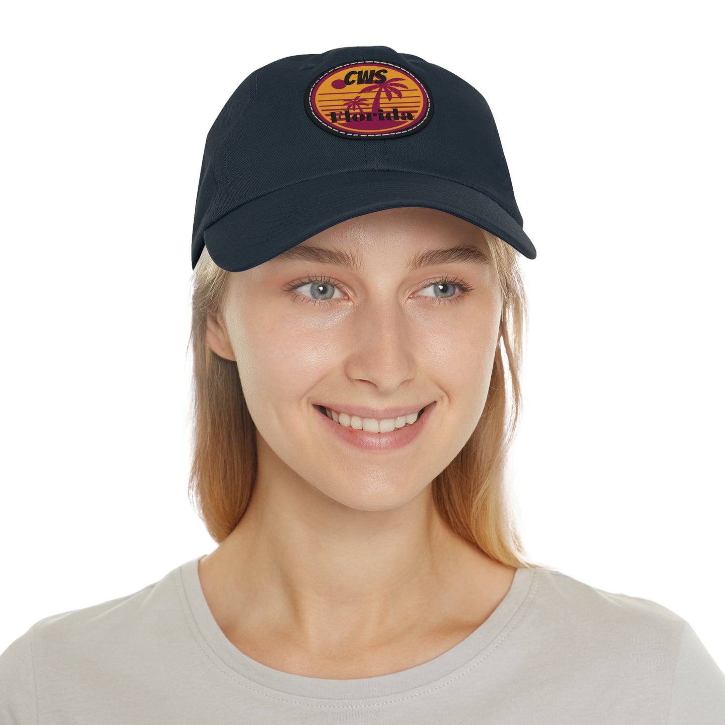 CWS Florida Palm Trees Dad Hat with Leather Patch (Round) By Cozy Winter Store (ships within USA only)