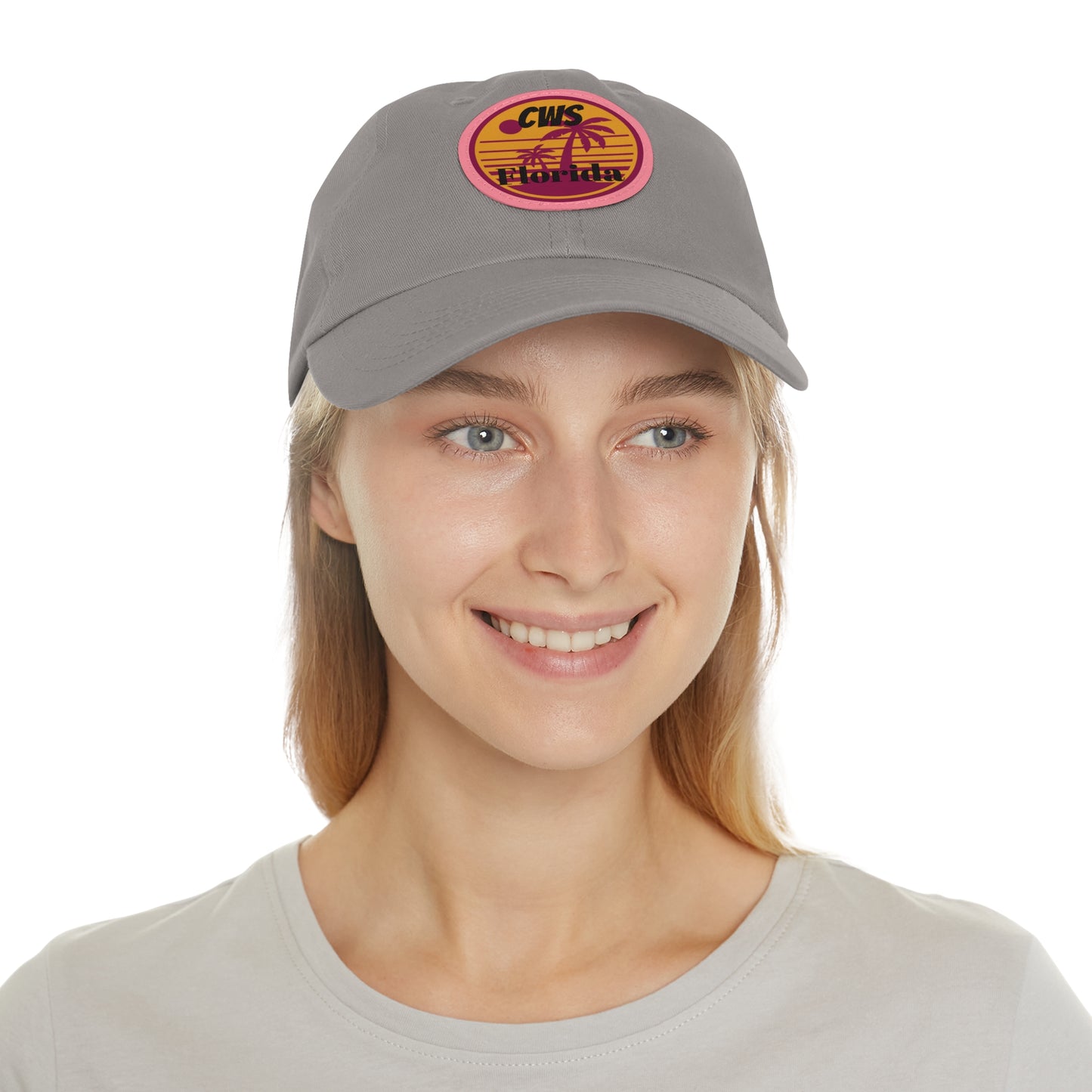 CWS Florida Palm Trees Dad Hat with Leather Patch (Round) By Cozy Winter Store (ships within USA only)