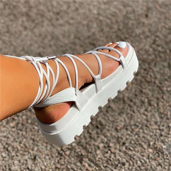 Women's Solid Color Strappy Platform Platform Shoes