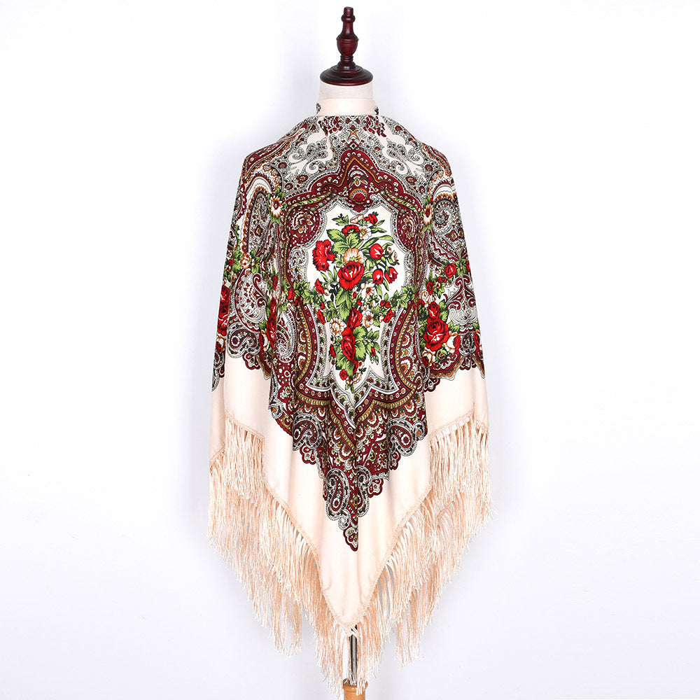 Vintage Twill Tassel Ethnic Style Shawl