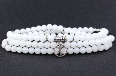 AliExpress Explosion 108 Naturstein Rosenkranz Armband Legierung 3D Lotus Lebensbaum Fußkettchen Yoga Mala Halskette