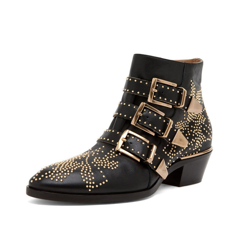 Women's studded plus size short boots