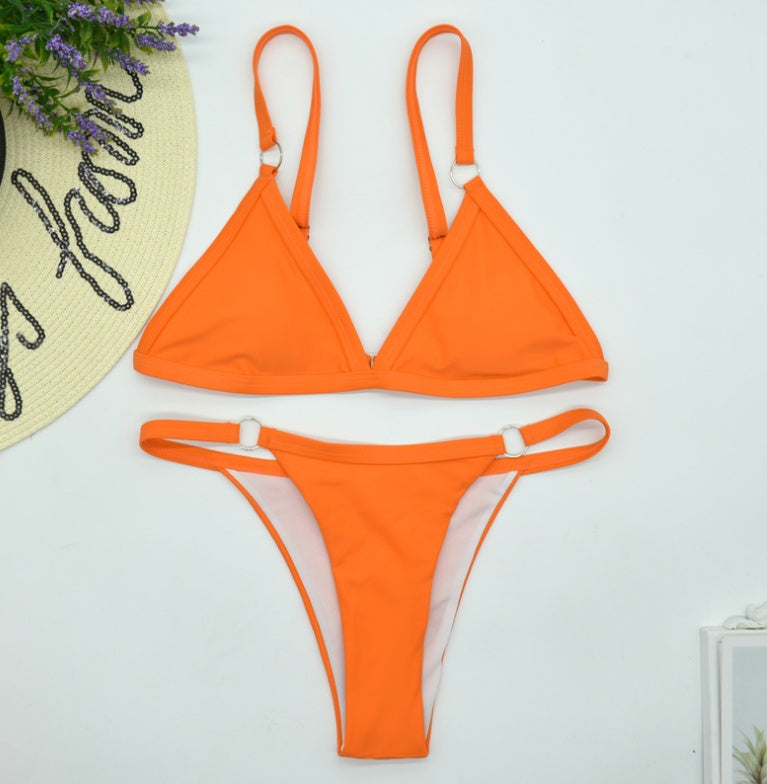 Solid color triangle bikini