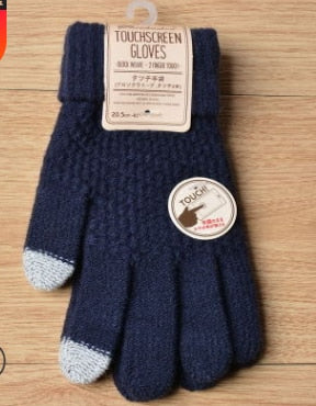 Winter Touch Screen Gloves Women Men Warm Stretch Knit Mittens Imitation Wool Full Finger Guantes Female Crochet Luvas Thicken