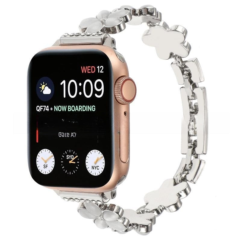 Odpowiedni metalowy łańcuszek ze stopu cynku z pięcioma płatkami kwiatu Apple Watch8SE765432