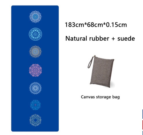 Natural Rubber Suede Yoga Mat Printed Folding