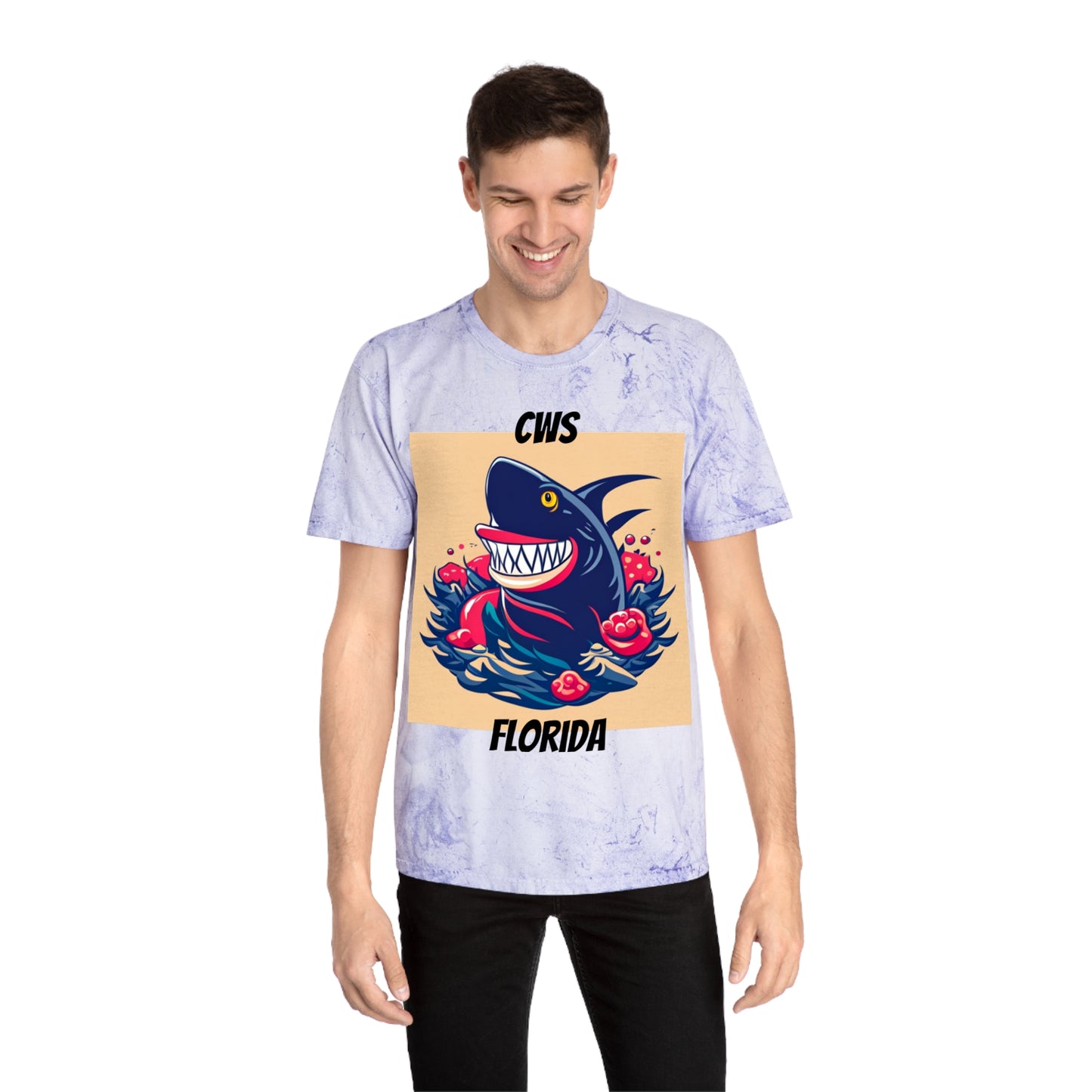 CWS Florida Shark Unisex Color Blast T-Shirt By Cozy Winter Store (ships within USA only)