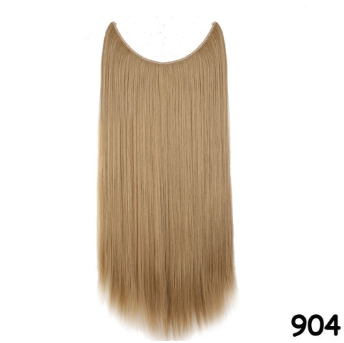 S-noilite 20 inches Invisible Wire No Clips in Hair Extensions Secret Fish Line Hairpieces Silky Straight Synthetic