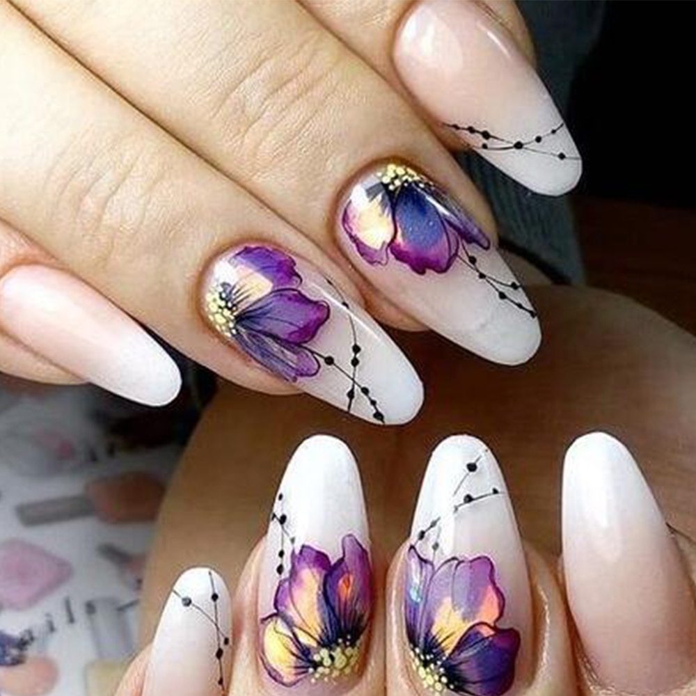 1 stücke Nagel Aufkleber Schmetterling Blume Wasser Transfer Aufkleber Sliders für Nail art Dekoration Tattoo Maniküre Wraps Werkzeuge Spitze JISTZ508