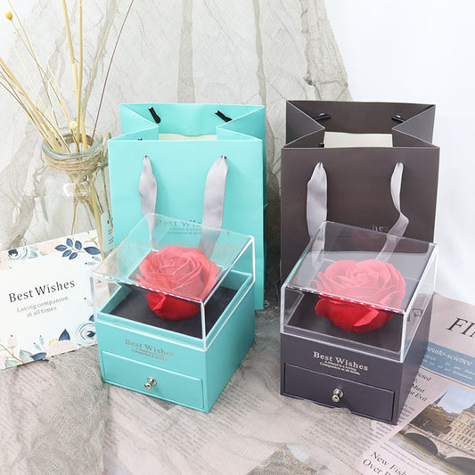 Eternal flower gift box Earring Necklace Pendant box couple ring box