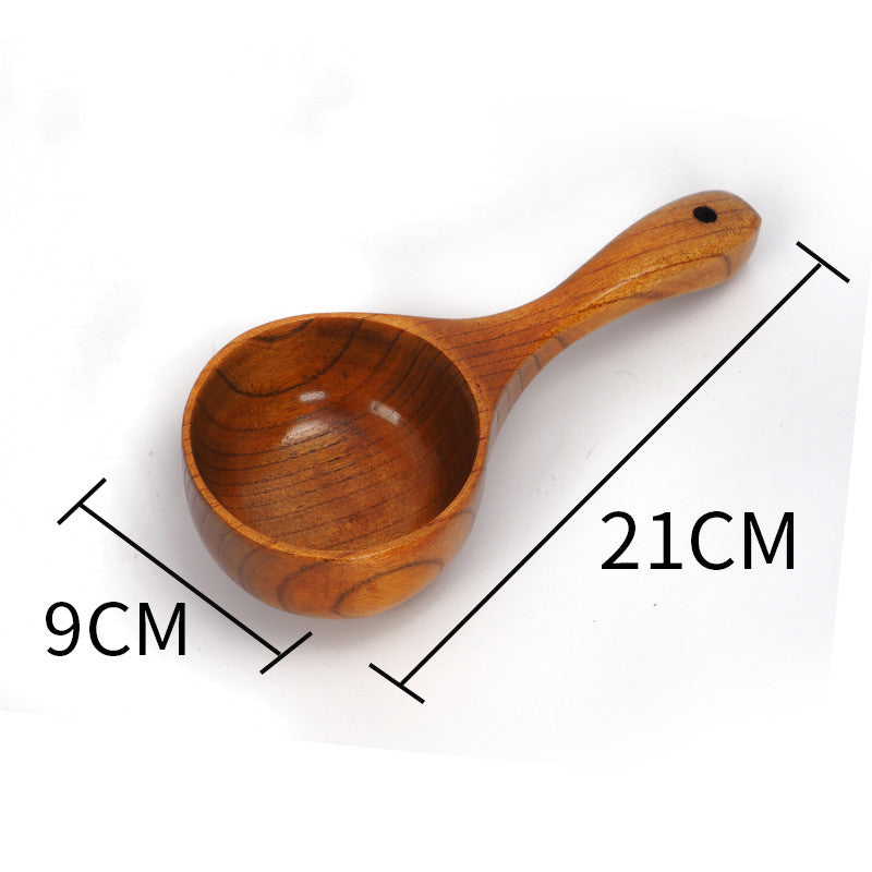 Wooden spoon water scoop