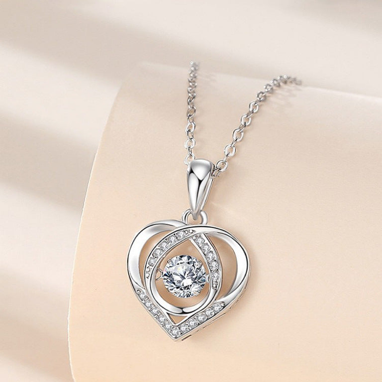 S925 schlagende herzförmige Halskette Frauen Luxus Liebe Strass Halskette Schmuck Geschenk zum Valentinstag