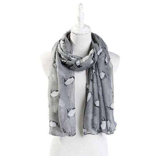 Schal mit kleinem Pinguin-Print