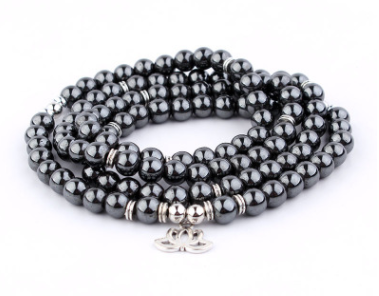 AliExpress Explosion 108 Naturstein Rosenkranz Armband Legierung 3D Lotus Lebensbaum Fußkettchen Yoga Mala Halskette