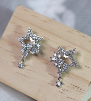 Sterling Silver Star Earrings,Anti Allergy S925Jewelry